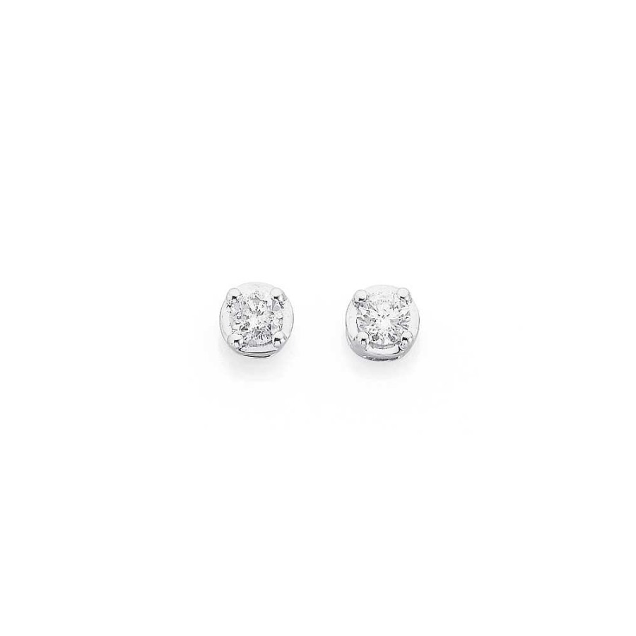 Earrings Pascoes | 9Ct White Gold Diamond Studs Tdw= .15Ct