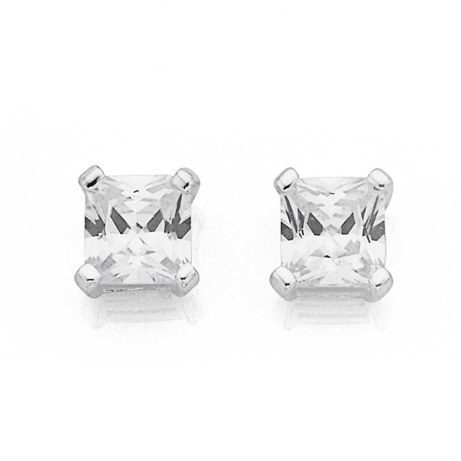 Earrings Pascoes | Sterling Silver Cubic Zirconia Stud Earrings