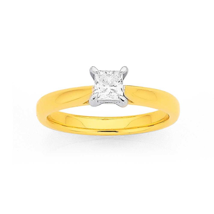 Rings Pascoes | 18Ct Princess Cut Diamond Solitaire Ring Tdw.50Ct