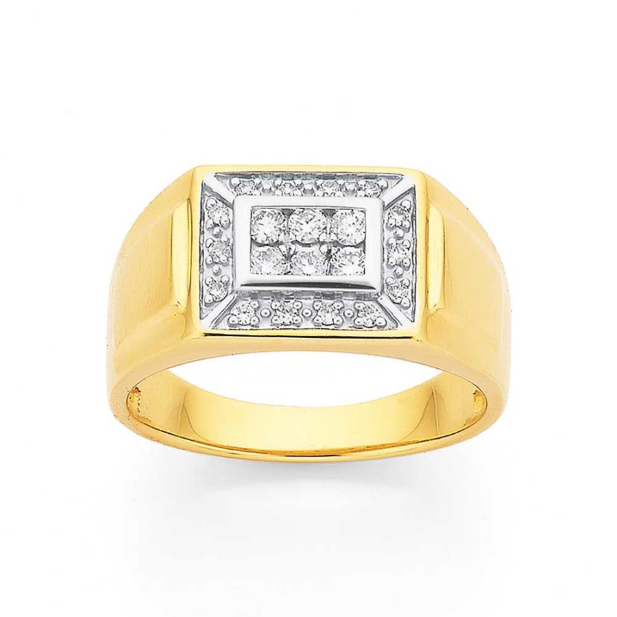 Rings Pascoes | 9Ct Diamond Top Gents Ring Tdw=.34Ct