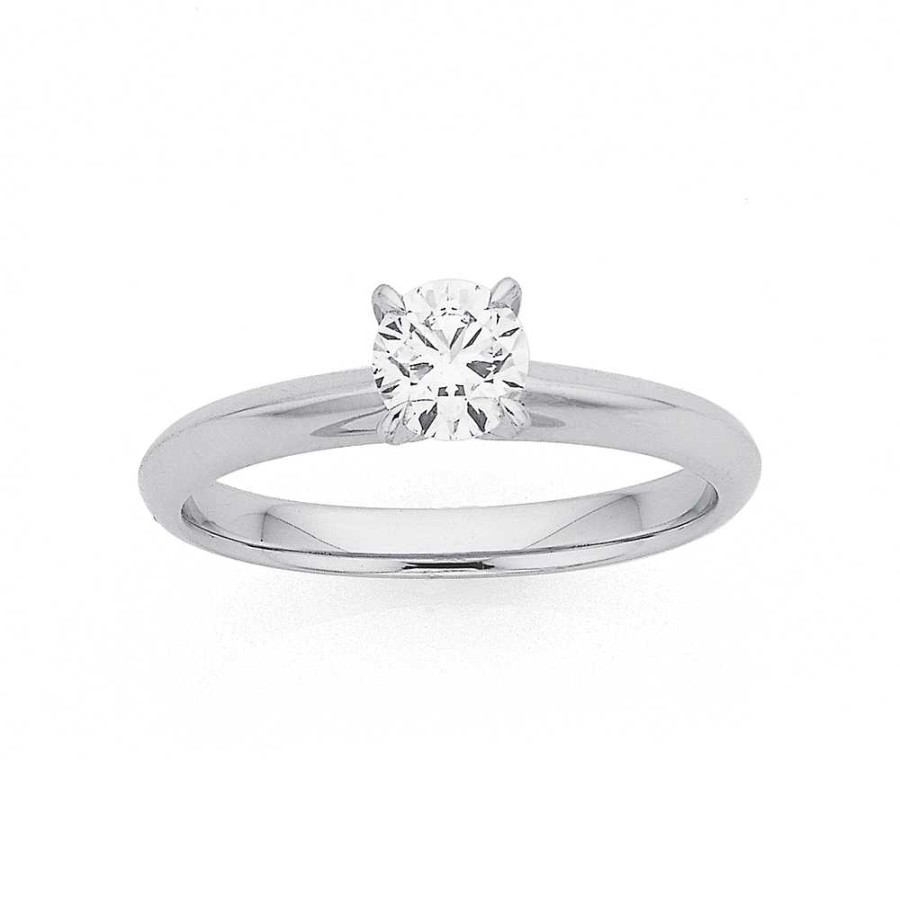 Rings Pascoes | 18Ct White Gold Diamond Solitaire Ring Twd=.50Ct