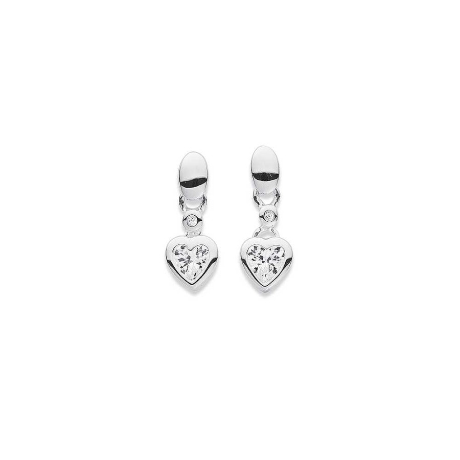 Earrings Pascoes | Sterling Silver Small Cubic Zirconia Heart Earrings