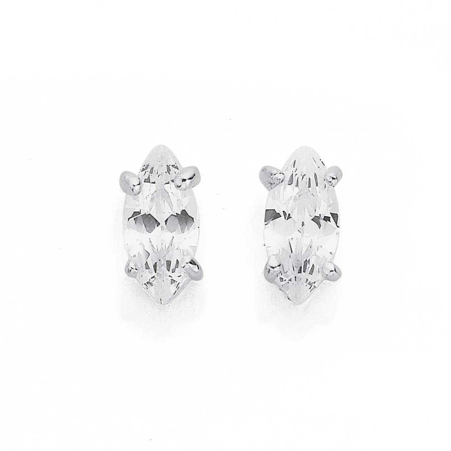 Earrings Pascoes | Sterling Silver Cubic Zirconia Marquise Studs