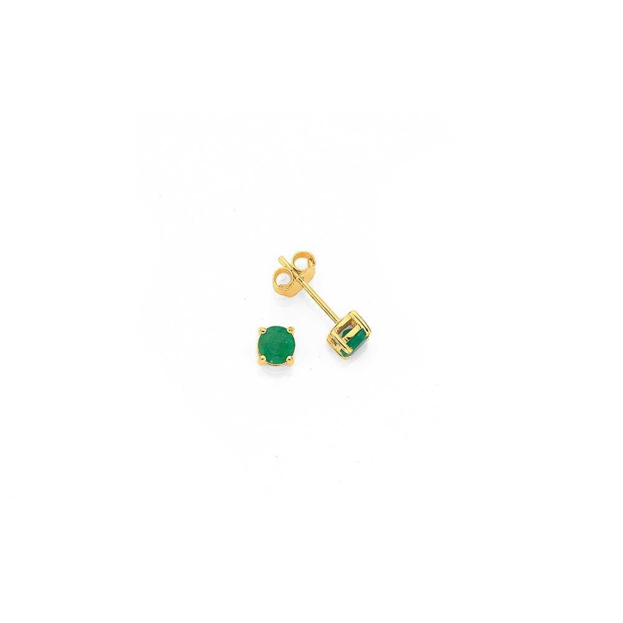 Earrings Pascoes | 9Ct Gold Natural Emerald Stud Earrings