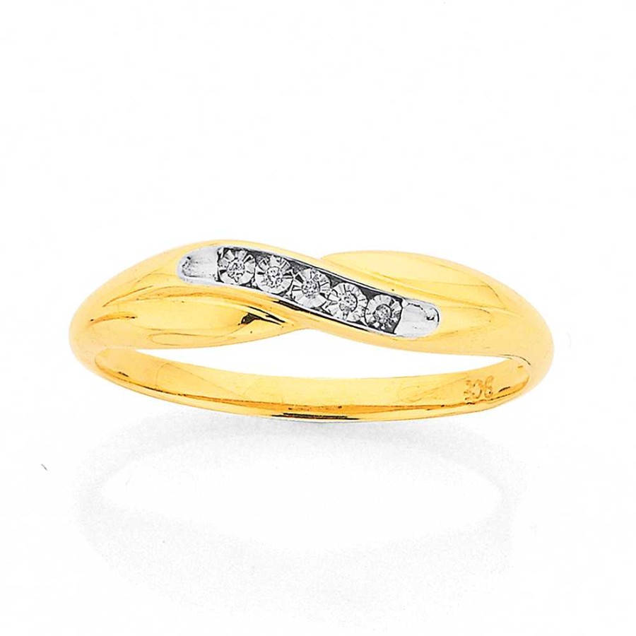 Rings Pascoes | 9Ct Gold Diamond Crossover Ring