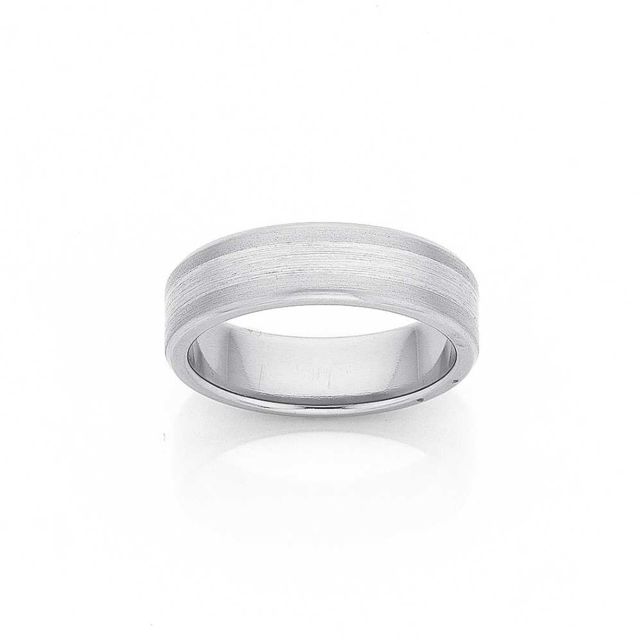 Rings Pascoes | Titanium And Sterling Silver 6Mm Wide Wedding Band