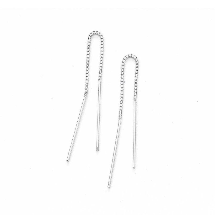 Earrings Pascoes | Chain And Bar Thread Earrings In Sterling Silver