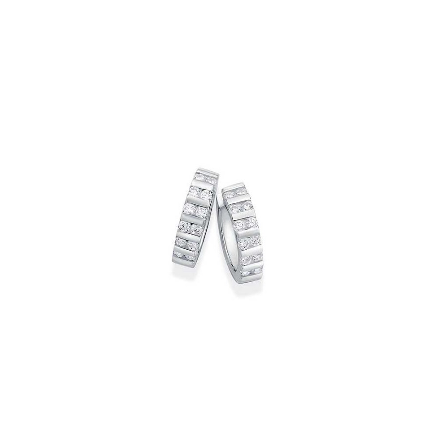 Earrings Pascoes | Sterling Silver Cz Huggie Earrings