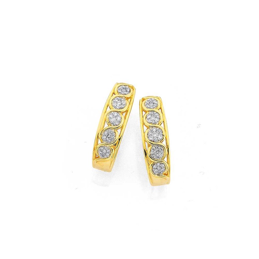 Earrings Pascoes | 9Ct Diamond Huggie Earrings