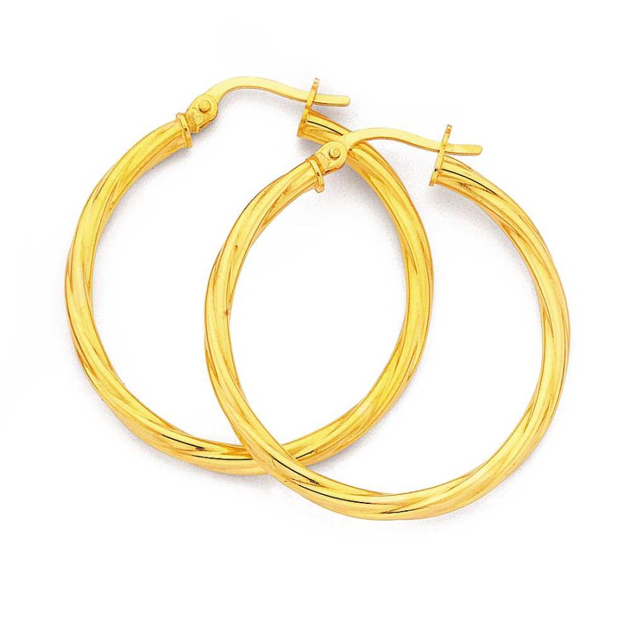 Earrings Pascoes | 9Ct 25Mm Twist Hoop Earrings