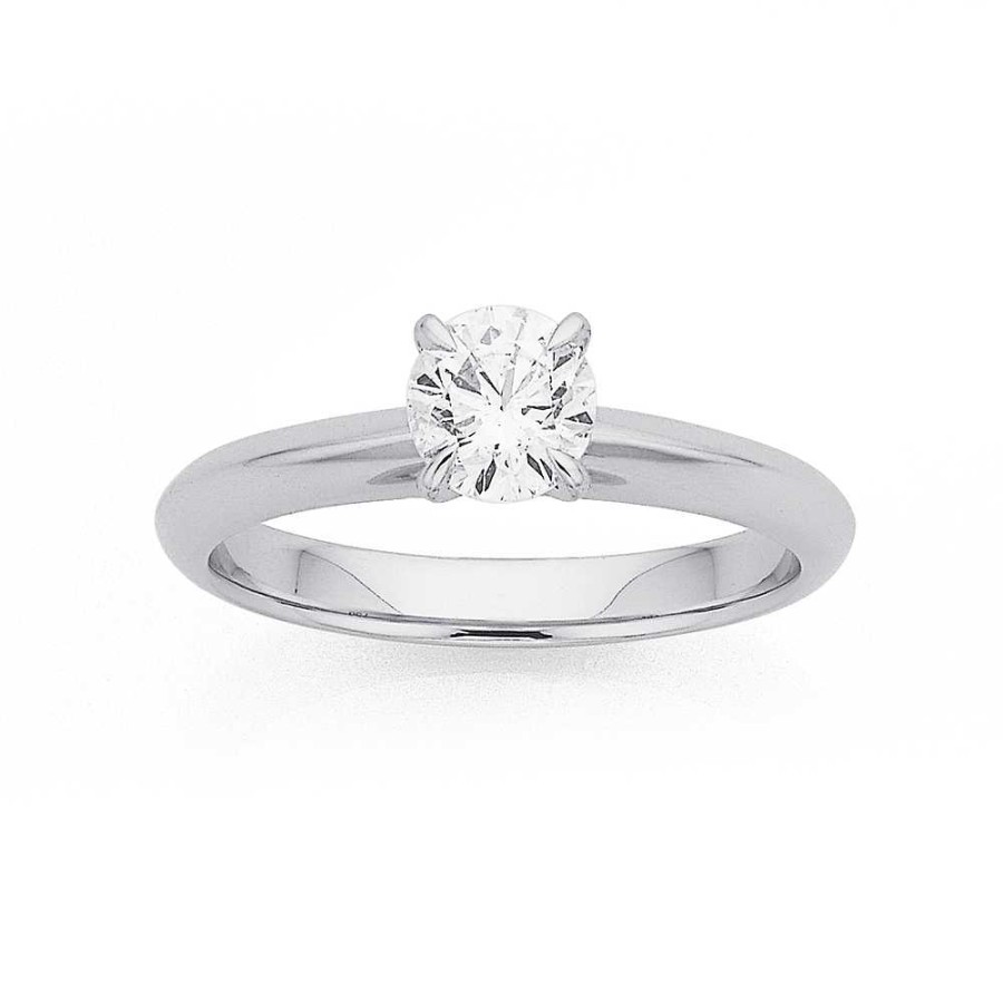 Rings Pascoes | 18Ct White Gold Diamond Solitaire Ring Tdw=.70Ct