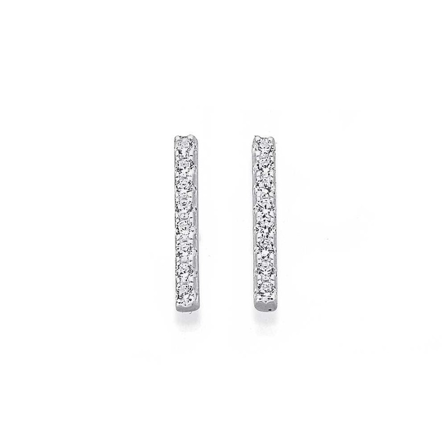 Earrings Pascoes | Sterling Silver Cubic Zirconia Bar Studs