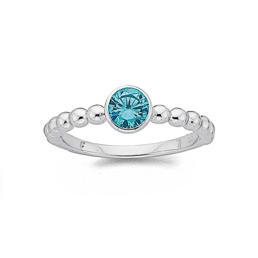 Rings Pascoes | Silver Blue Cubic Zirconia Stacker Ring