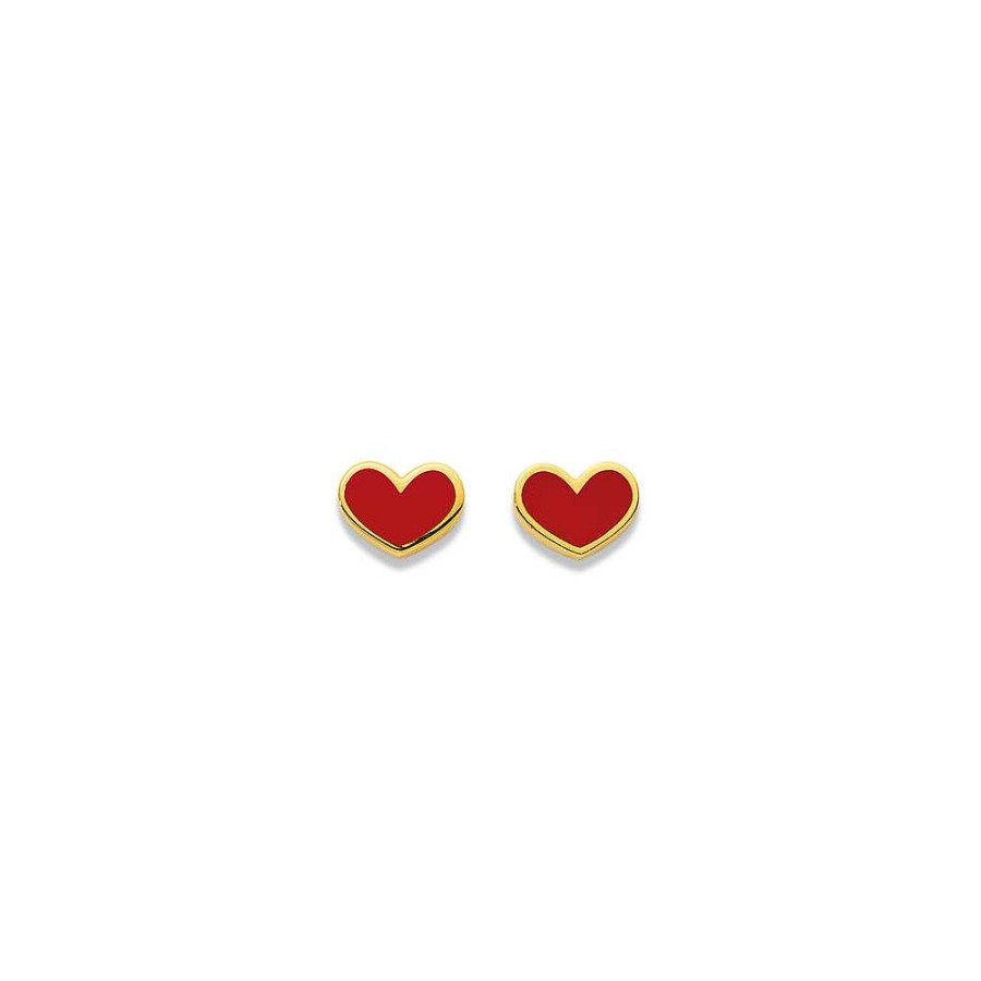 Earrings Pascoes | 9Ct Enamel Heart Studs