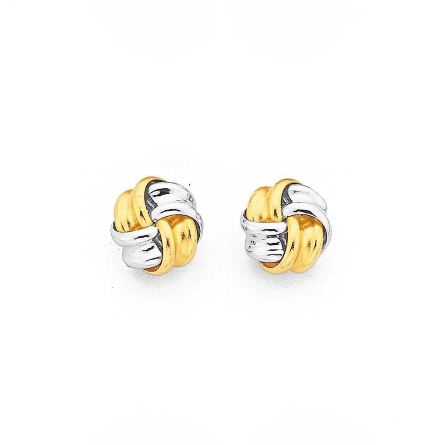 Earrings Pascoes | 9Ct & Sterling Silver Double Knot Stud Earrings