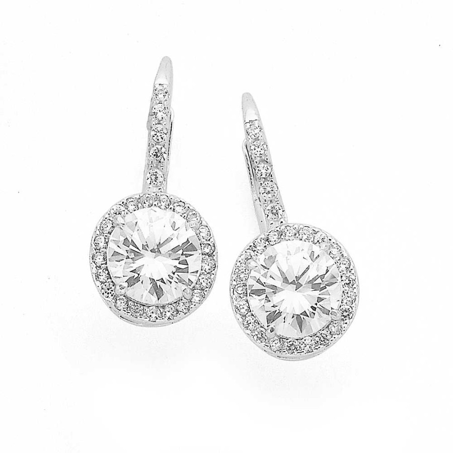 Earrings Pascoes | Sterling Silver Cubic Zirconia Halo Earrings