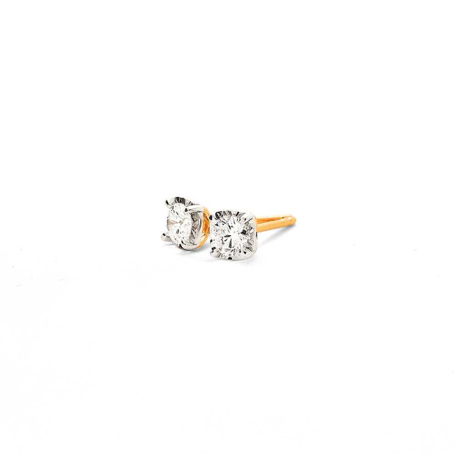 Earrings Pascoes | 10Ct Gold, Element Lab Diamond 0.50Ct Total Weight Solitaire Studs