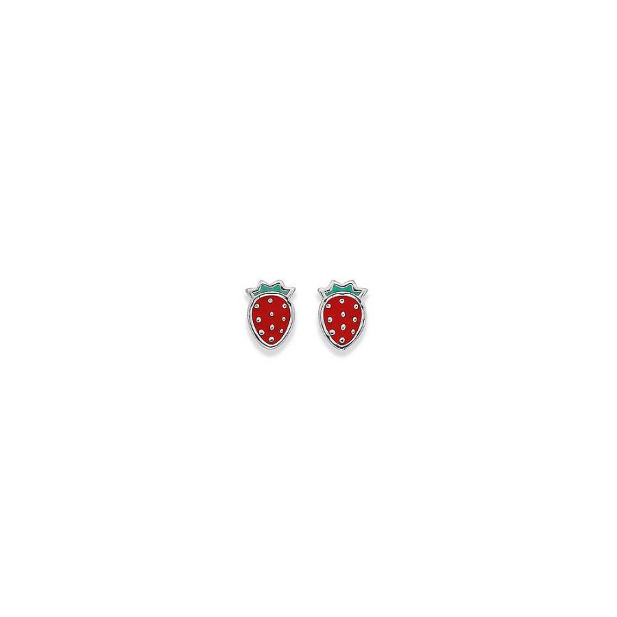 Earrings Pascoes | Sterling Silver Enamel Strawberry Studs