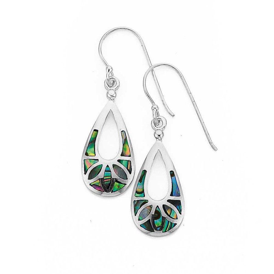 Earrings Pascoes | Paua Open Pear Wire Earrings In Sterling Silver