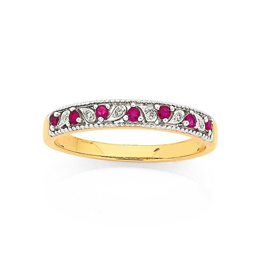 Rings Pascoes | 9Ct Ruby & Diamond Ring