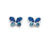 Earrings Pascoes | Blue Crystal Butterfly Earrings In Sterling Silver