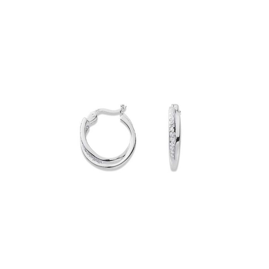 Earrings Pascoes | Sterling Silver Cubic Zirconia Hoops