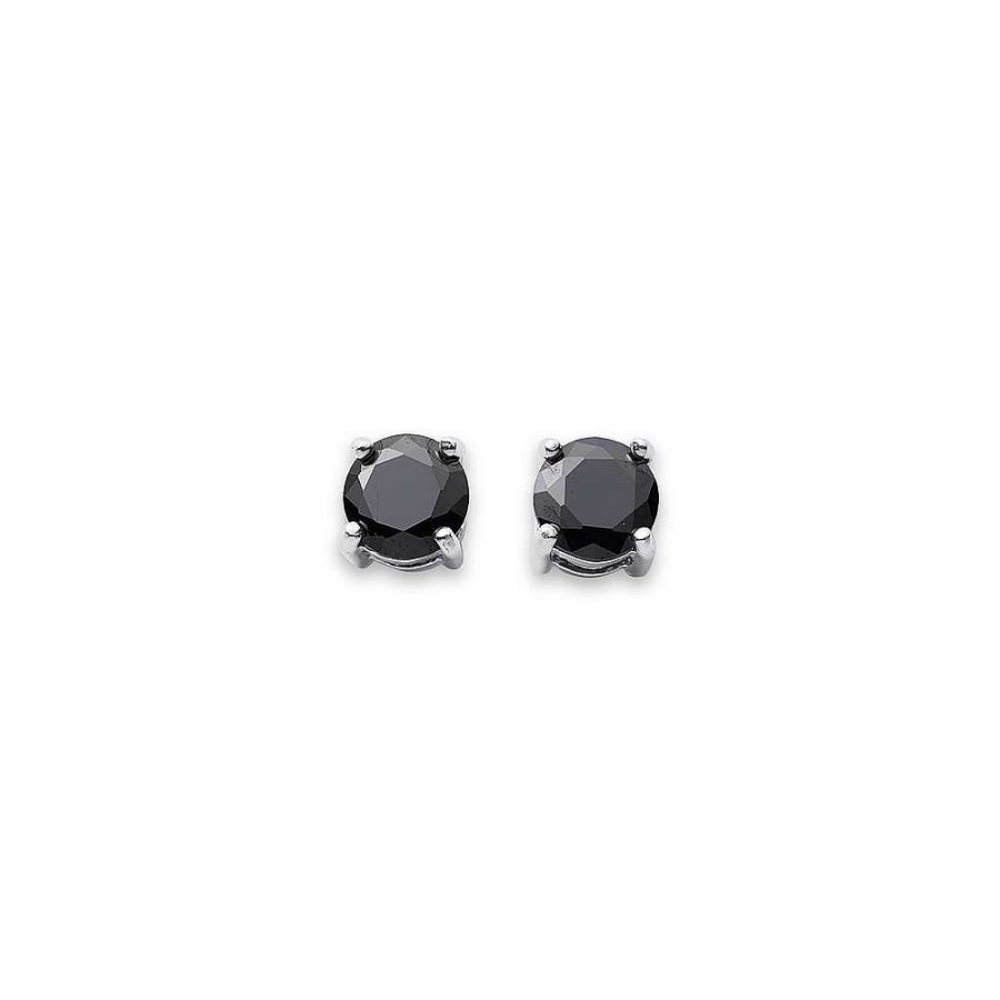 Earrings Pascoes | Sterling Silver Black Cubic Zirconia Stud