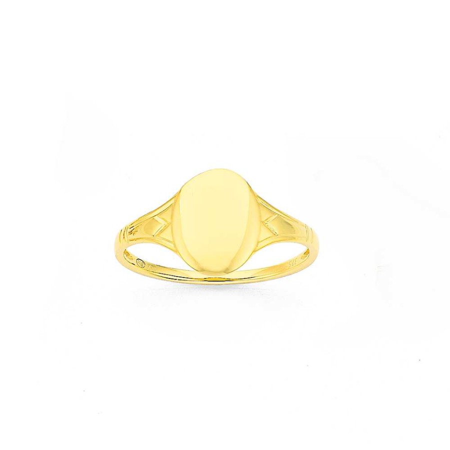 Rings Pascoes | 9Ct Gold Oval Kids Signet Ring Size K