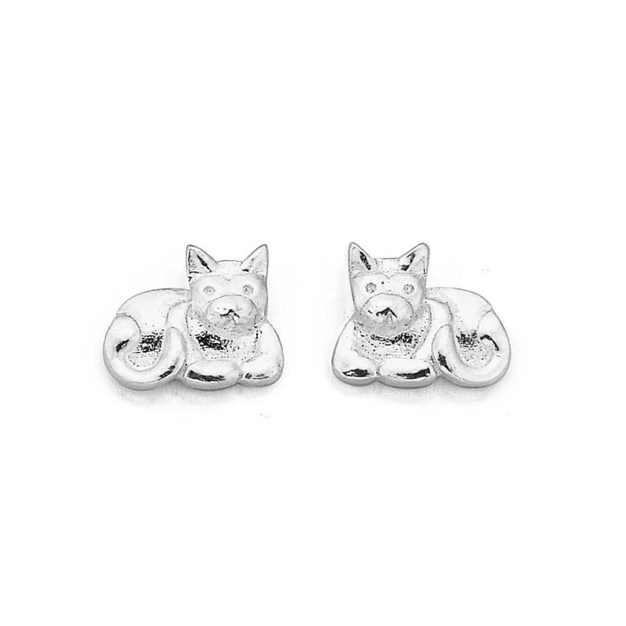 Earrings Pascoes | Sterling Silver Sitting Cat Studs