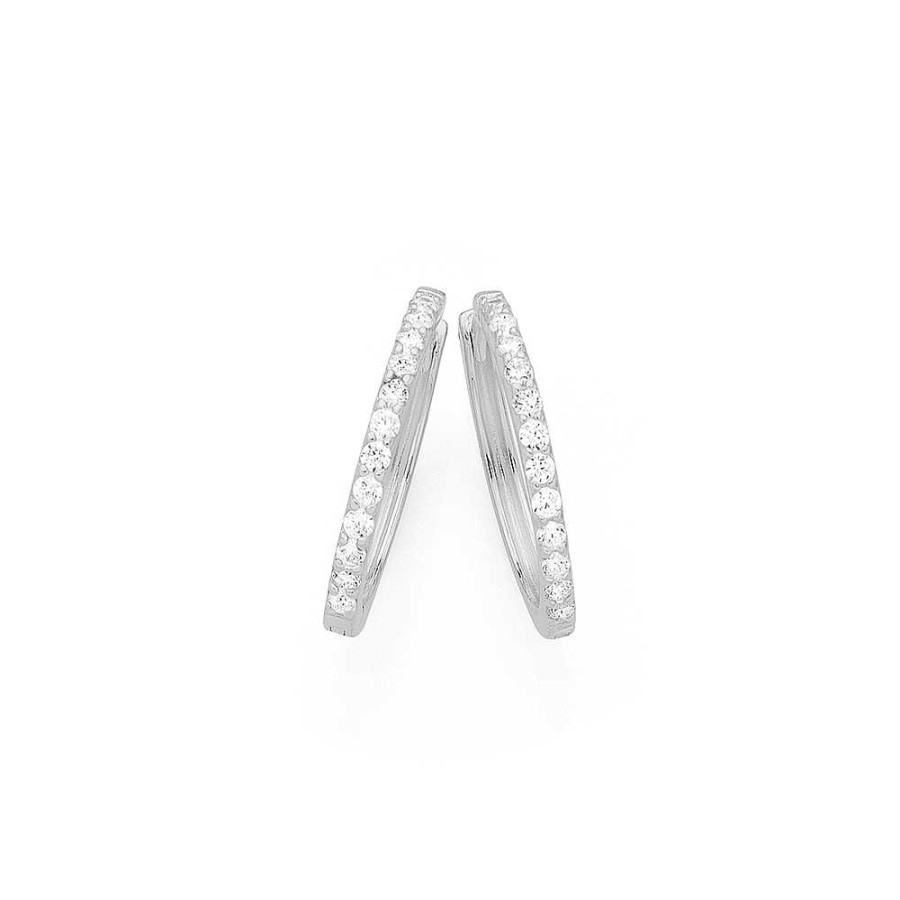 Earrings Pascoes | Sterling Silver Cubic Zirconia Hoops