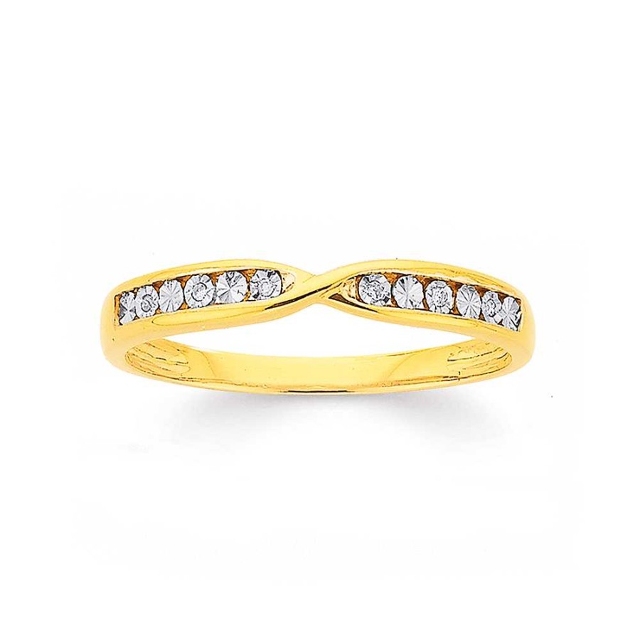 Rings Pascoes | 9Ct Diamond Miracle Set Crossover Band