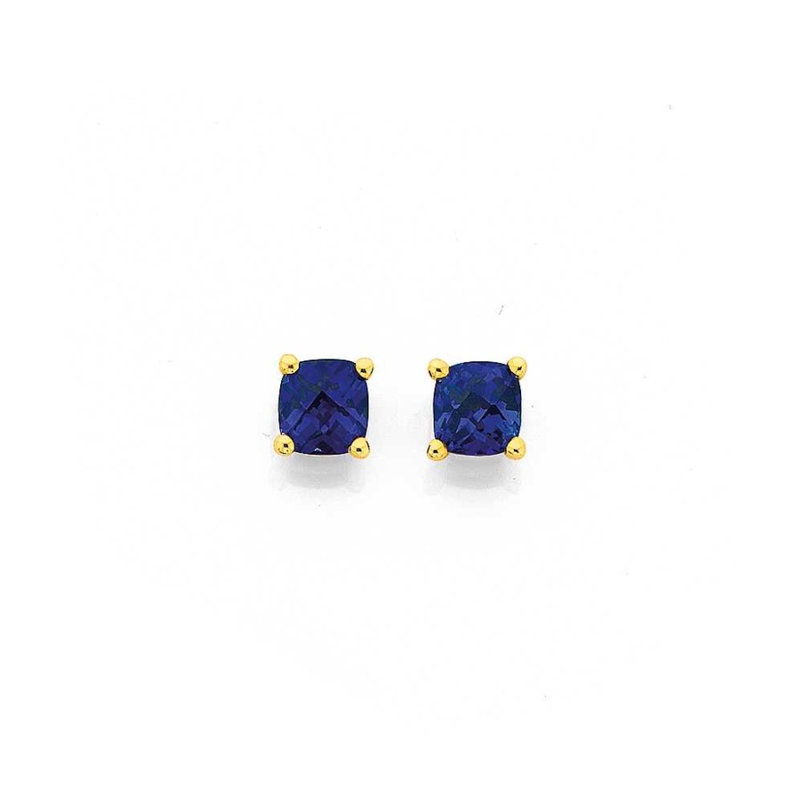 Earrings Pascoes | 9Ct Created Sapphire Stud Earrings