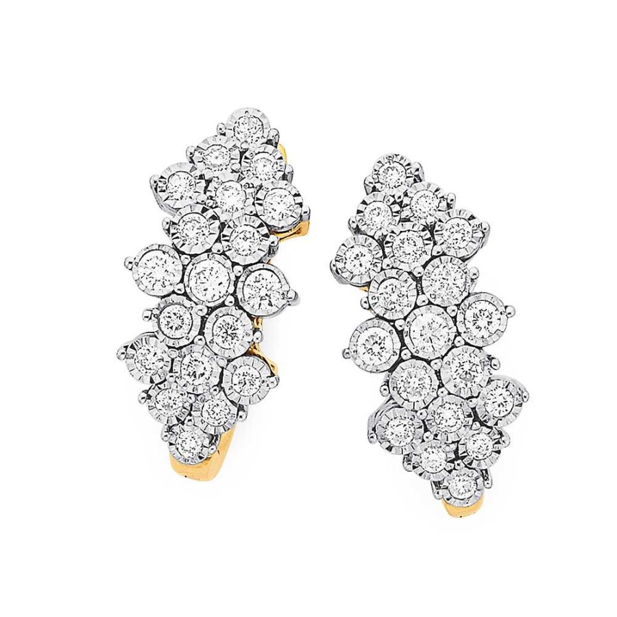 Earrings Pascoes | 9Ct Diamond Hoops Total Diamond Weight.50Ct