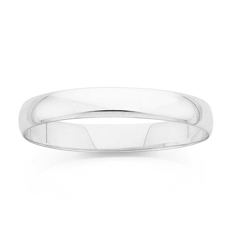 Bangles Pascoes | Sterling Silver 65Mm Solid Oval Bangle