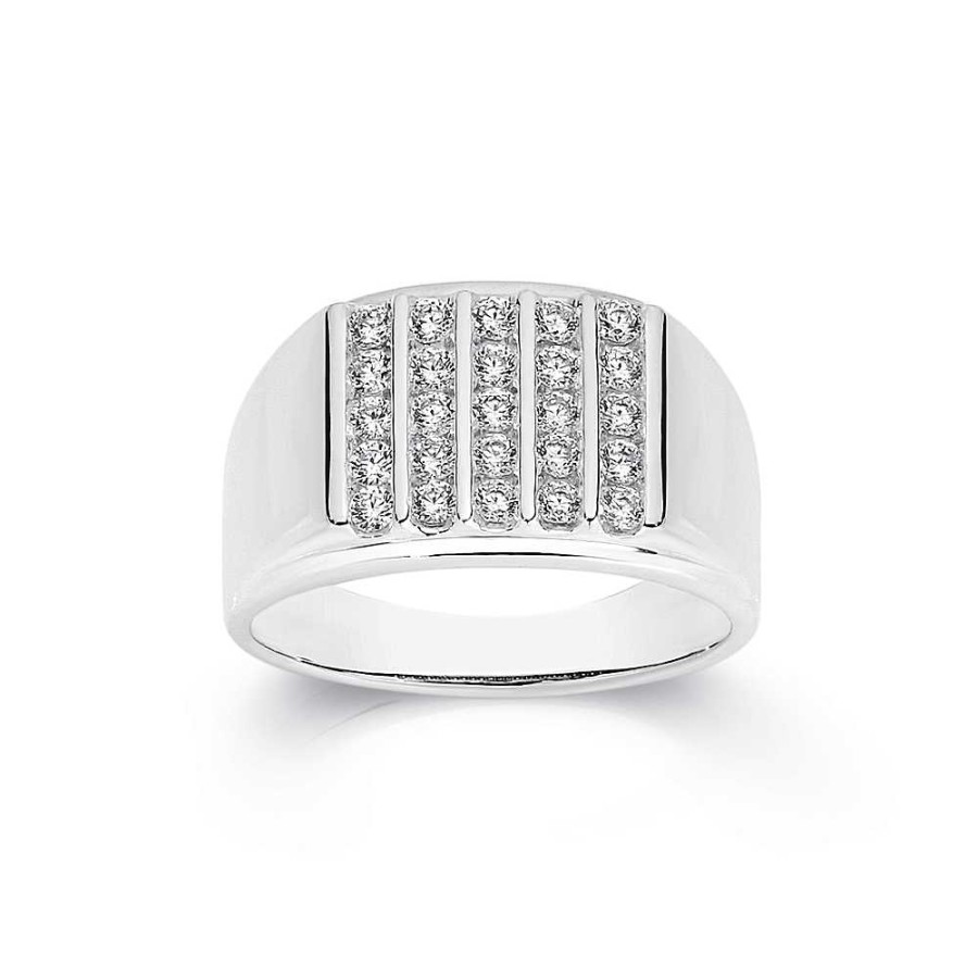 Rings Pascoes | Sterling Silver Cz Ring, Size Z