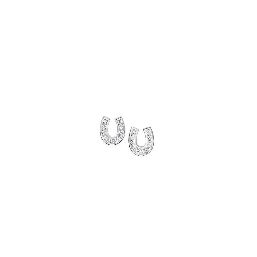 Earrings Pascoes | Sterling Silver Cubic Zirconia Horseshoe Stud Earrings