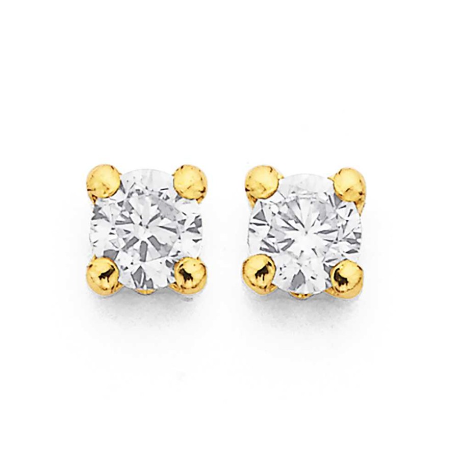 Earrings Pascoes | 9Ct 3Mm Cubic Zirconia Stud Earrings