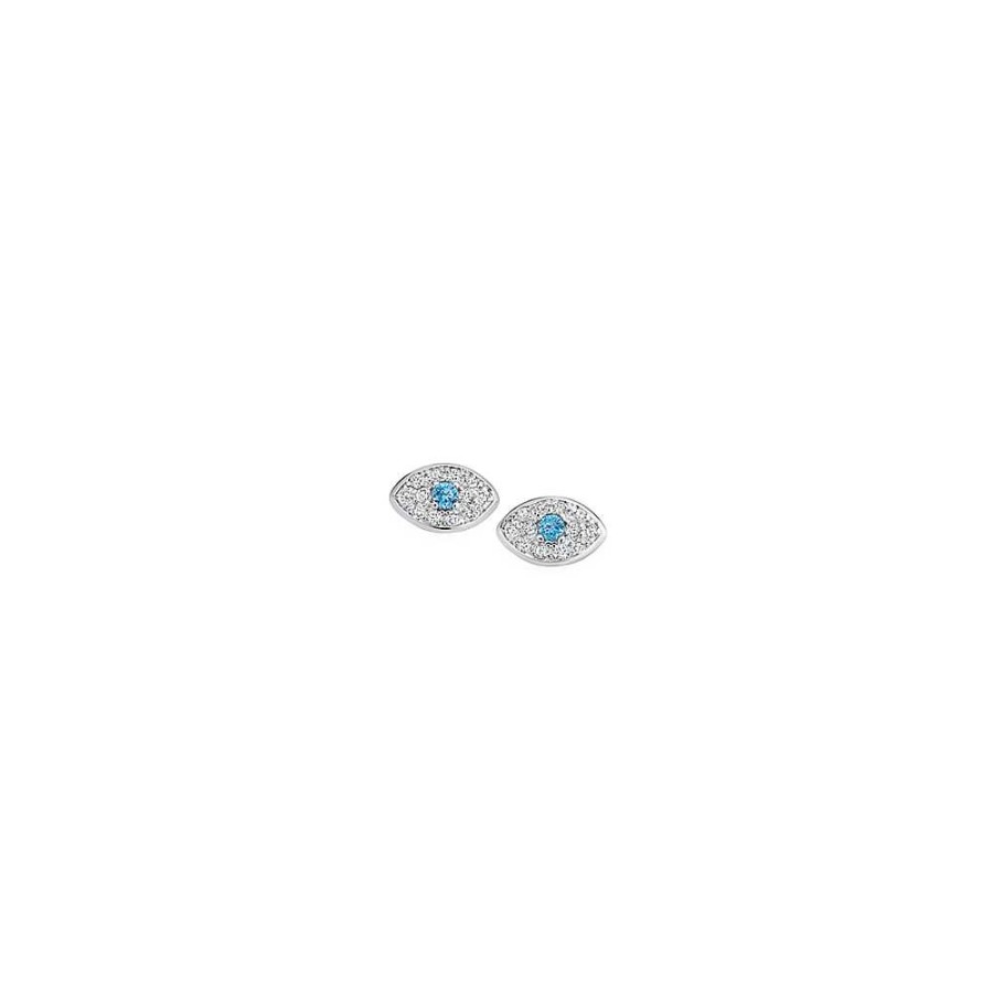 Earrings Pascoes | Silver Cz Evil Eye Stud Earrings