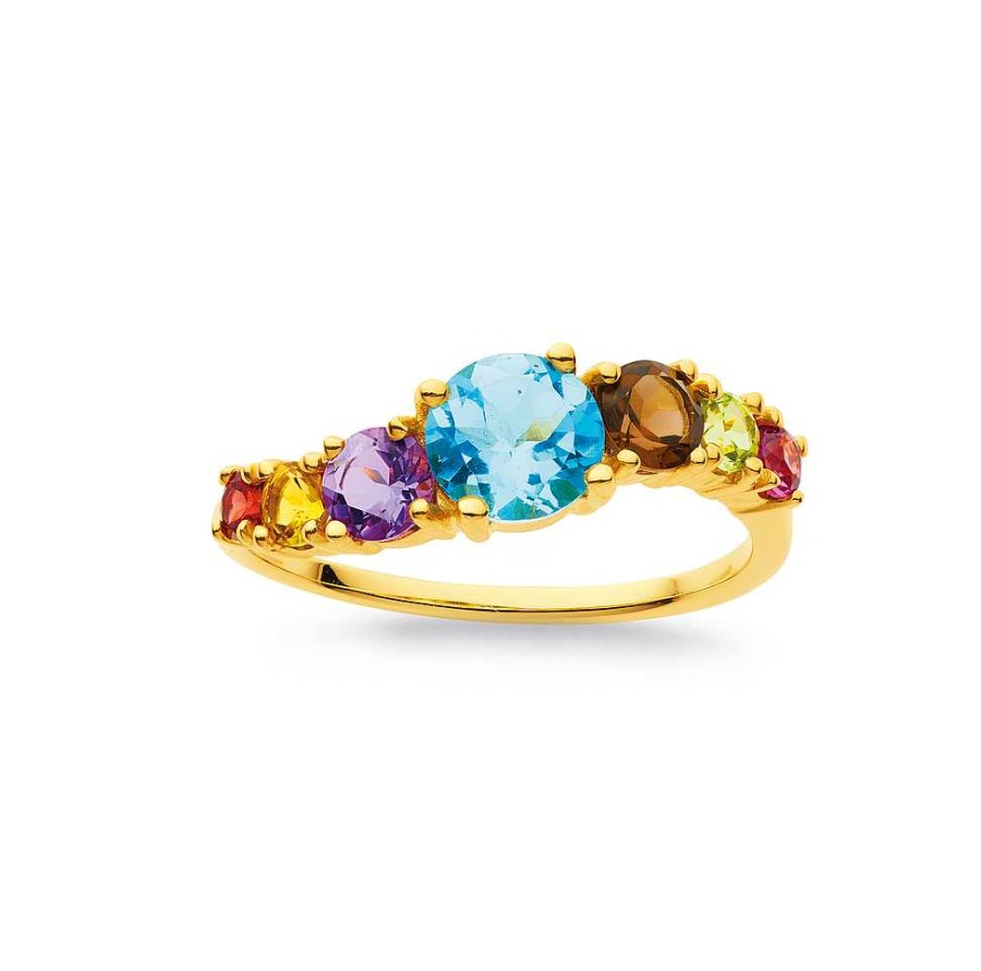 Rings Pascoes | 9Ct Multi Stone Wave Ring