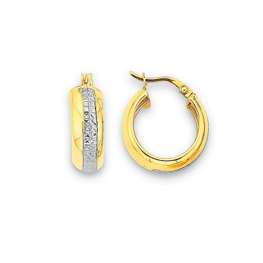 Earrings Pascoes | 9Ct 17Mm Two Tone Hoops