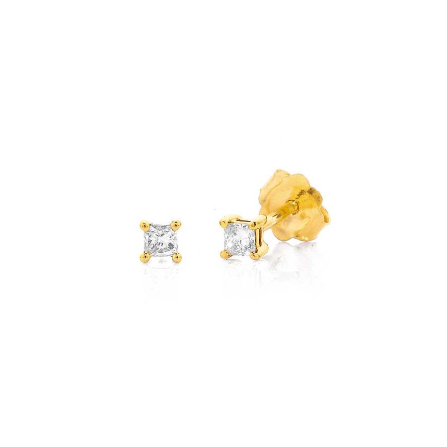 Earrings Pascoes | 9Ct, Total Diamond Weight=.10Ct Princess Cut Diamond Studs