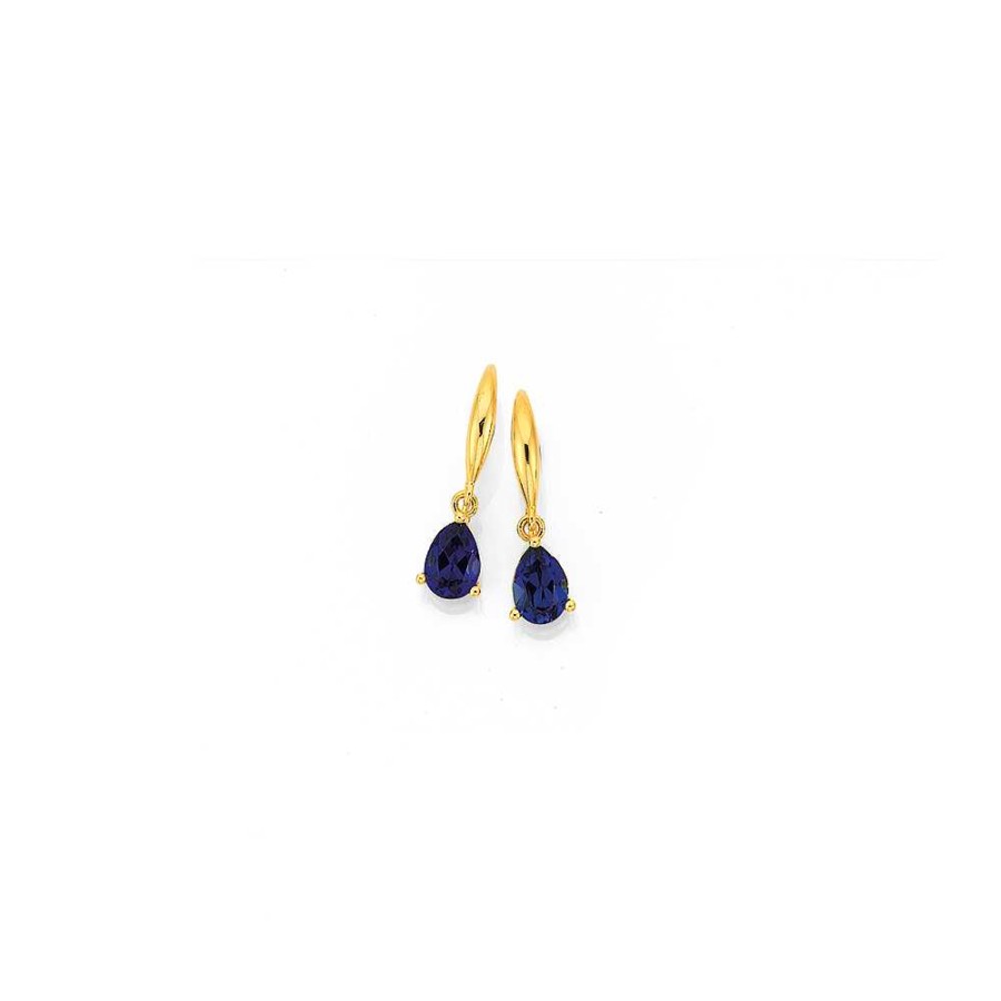 Earrings Pascoes | 9Ct, Created Blue Sapphire Drop Earrings