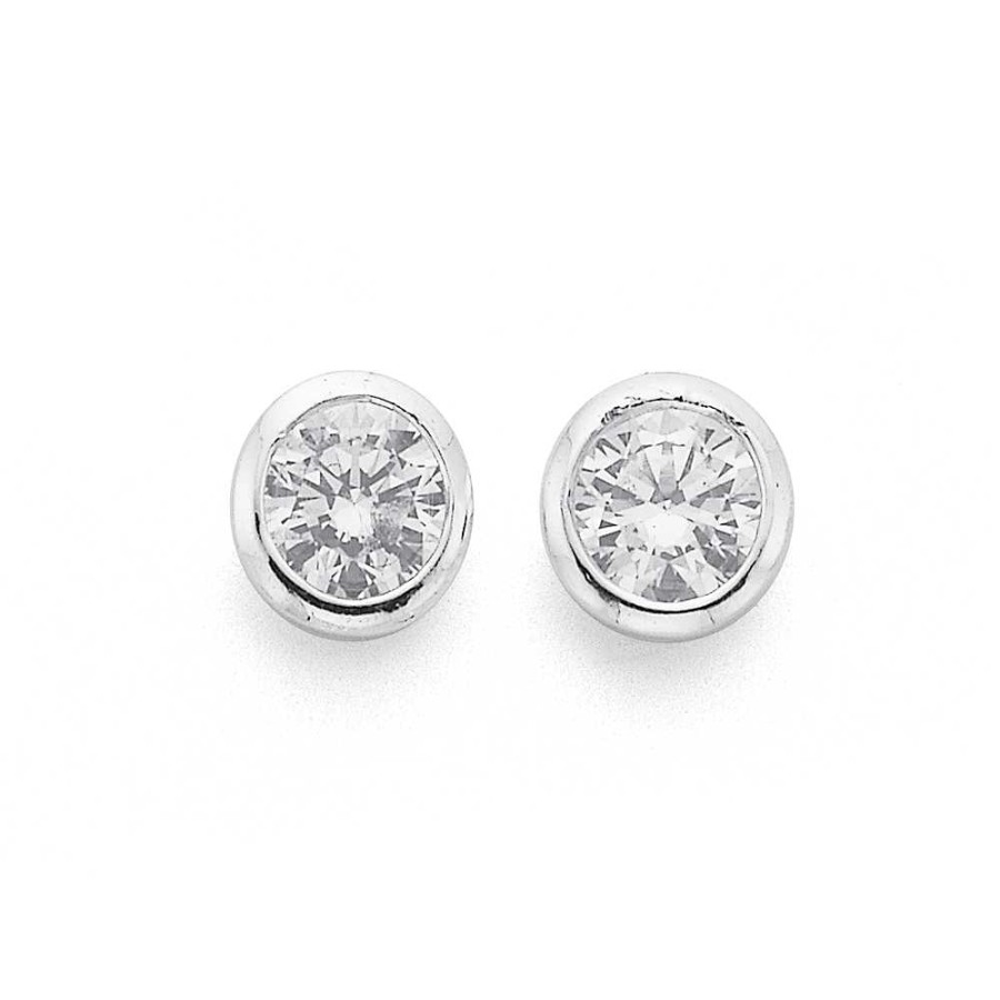 Earrings Pascoes | Sterling Silver 4Mm Cubic Zirconia Studs