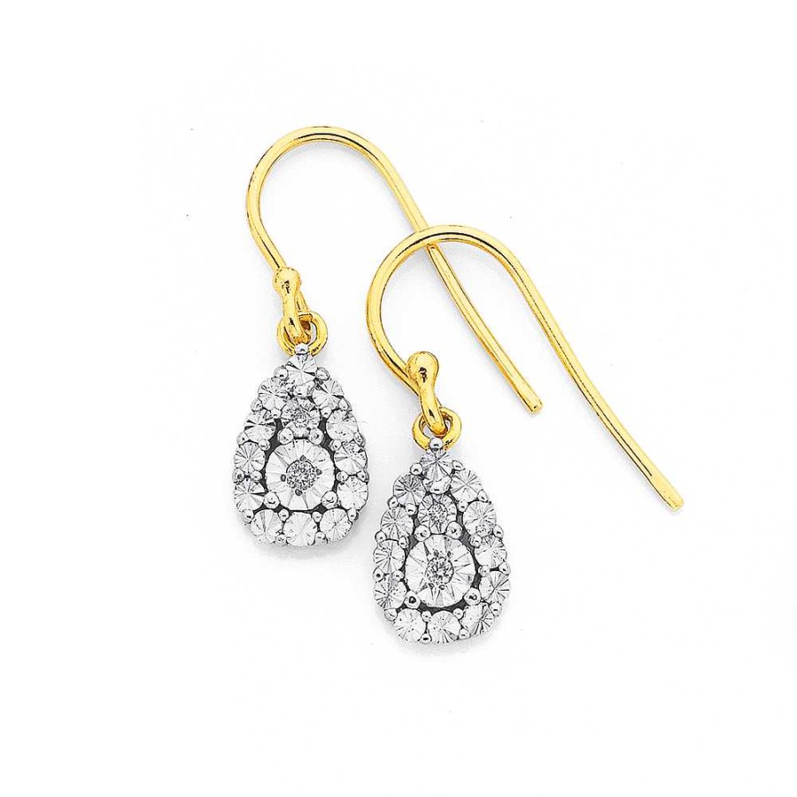 Earrings Pascoes | 9Ct Diamond Mirror Set Pear Shape Earrings