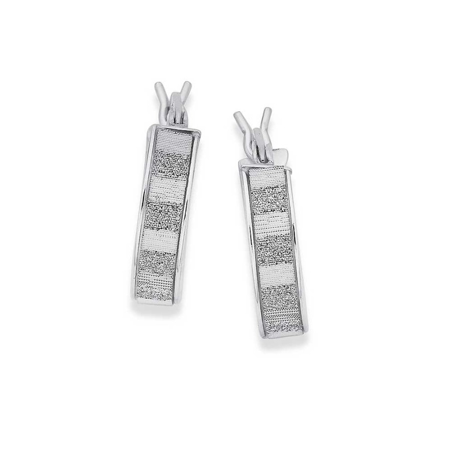 Earrings Pascoes | Sterling Silver 15Mm Stardust Hoop Earrings