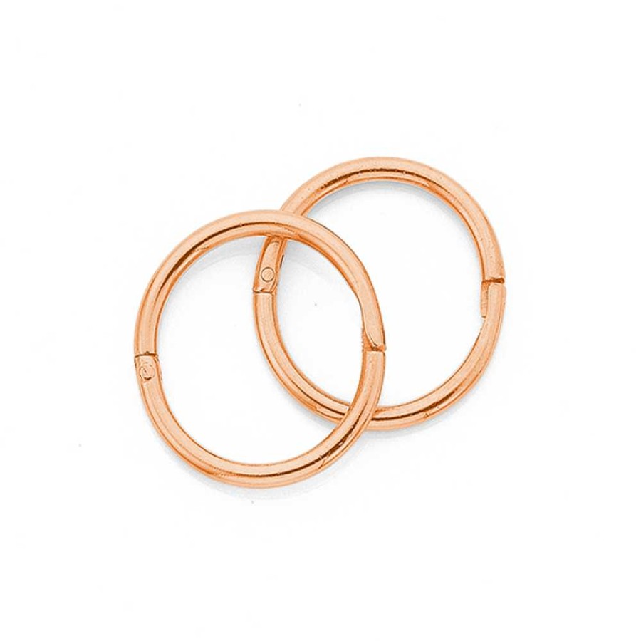 Earrings Pascoes | 9Ct Rose Gold 8Mm Mini Plain Sleepers