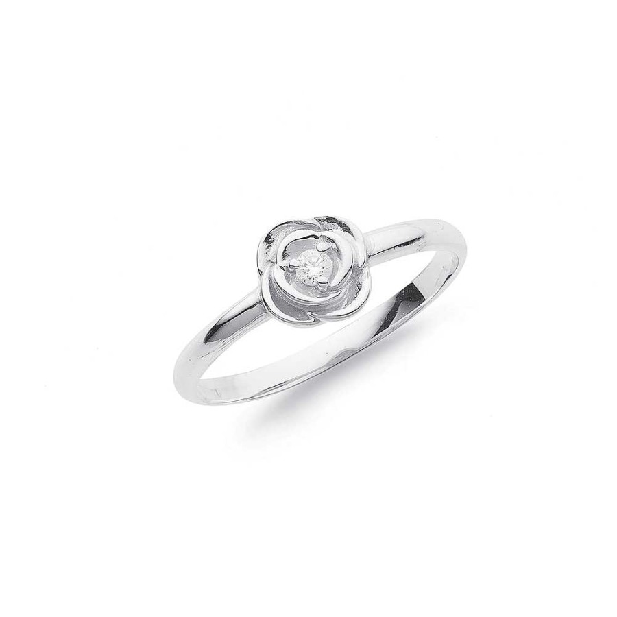 Rings Pascoes | Sterling Silver Cubic Zirconia Flower Ring