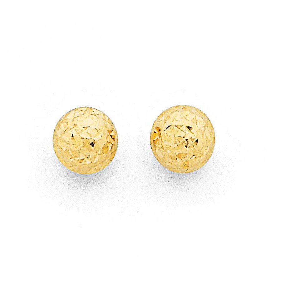 Earrings Pascoes | 9Ct 6Mm Diamond Cut Ball Studs