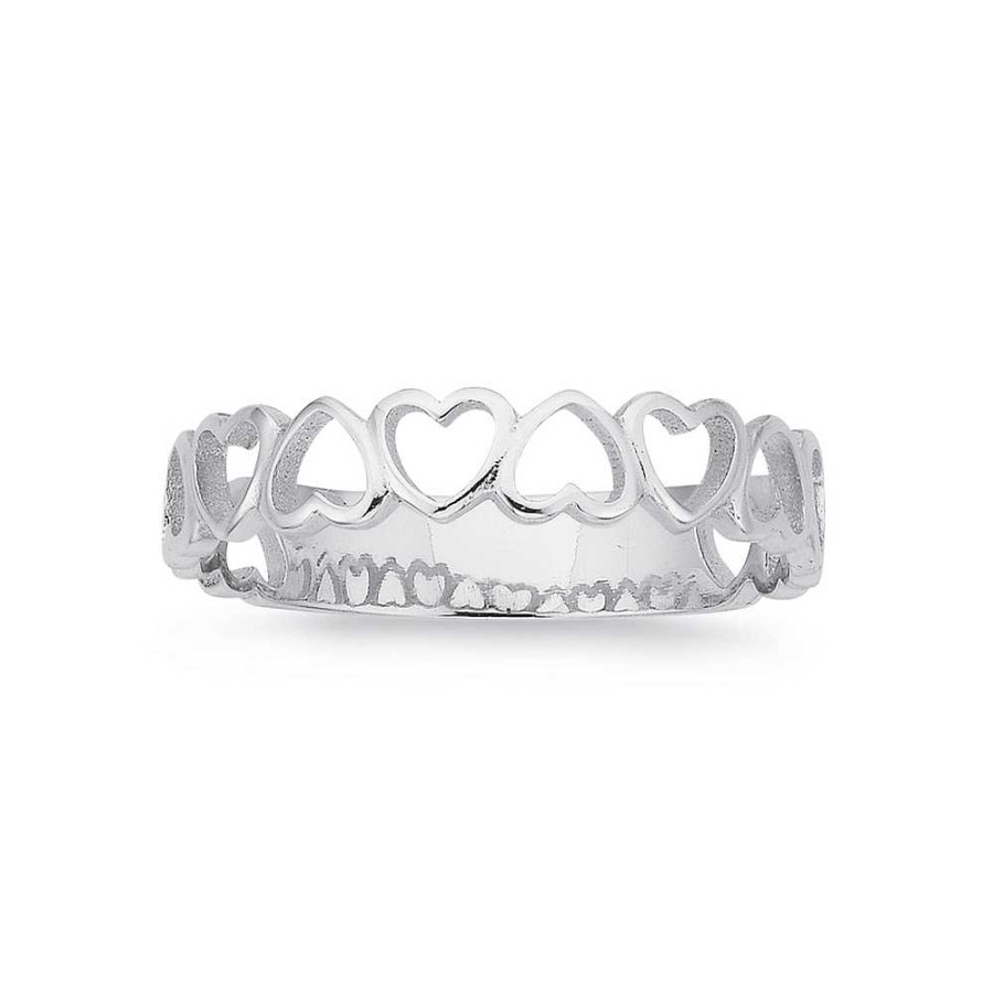 Rings Pascoes | Sterling Silver Open Hearts Band Ring