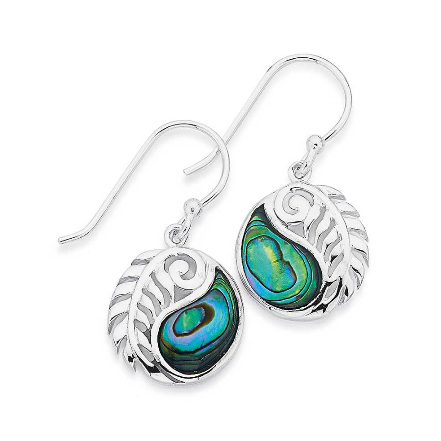 Earrings Pascoes | Sterling Silver Paua & Fern Earrings